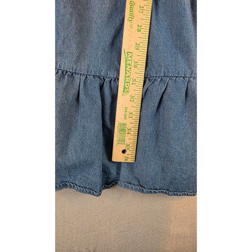 Draper James RSVP Womens Blue Denim Sleeveless Tiered Shirt Dress Belted Waist L - Picture 3 of 10